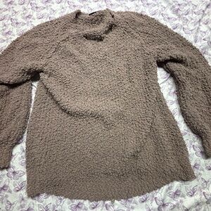 Elegant Taupe Cowl Neck Sweater for Women